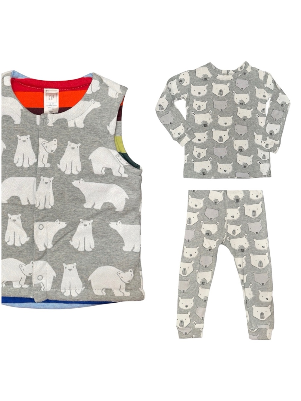 GAP Set ORGANIC Cotton Grey Polar Bear 3-Piece Set